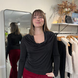 Cowl Neck Long Sleeve | Black