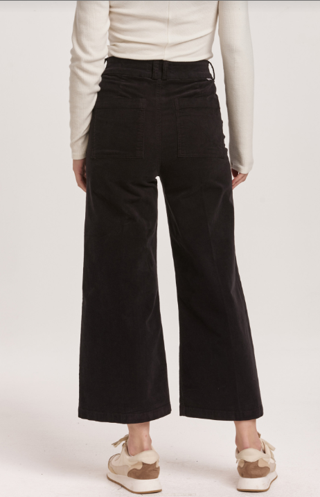 Audrey Super High Rise Cropped Wide Leg Pants - Black Corduroys image 1