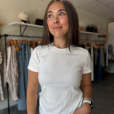 Langley Rib Top | White