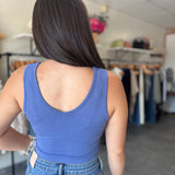 Seamless Reversible U-V Neck Tank | Blue Jewel