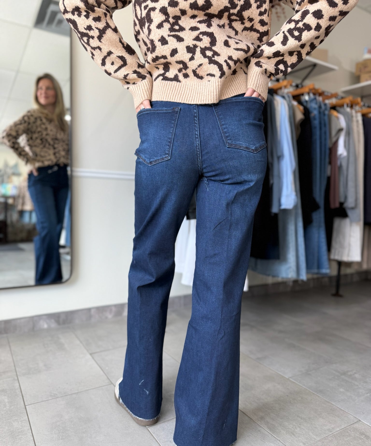 Fiona Wide Leg Jeans - Dark Knight