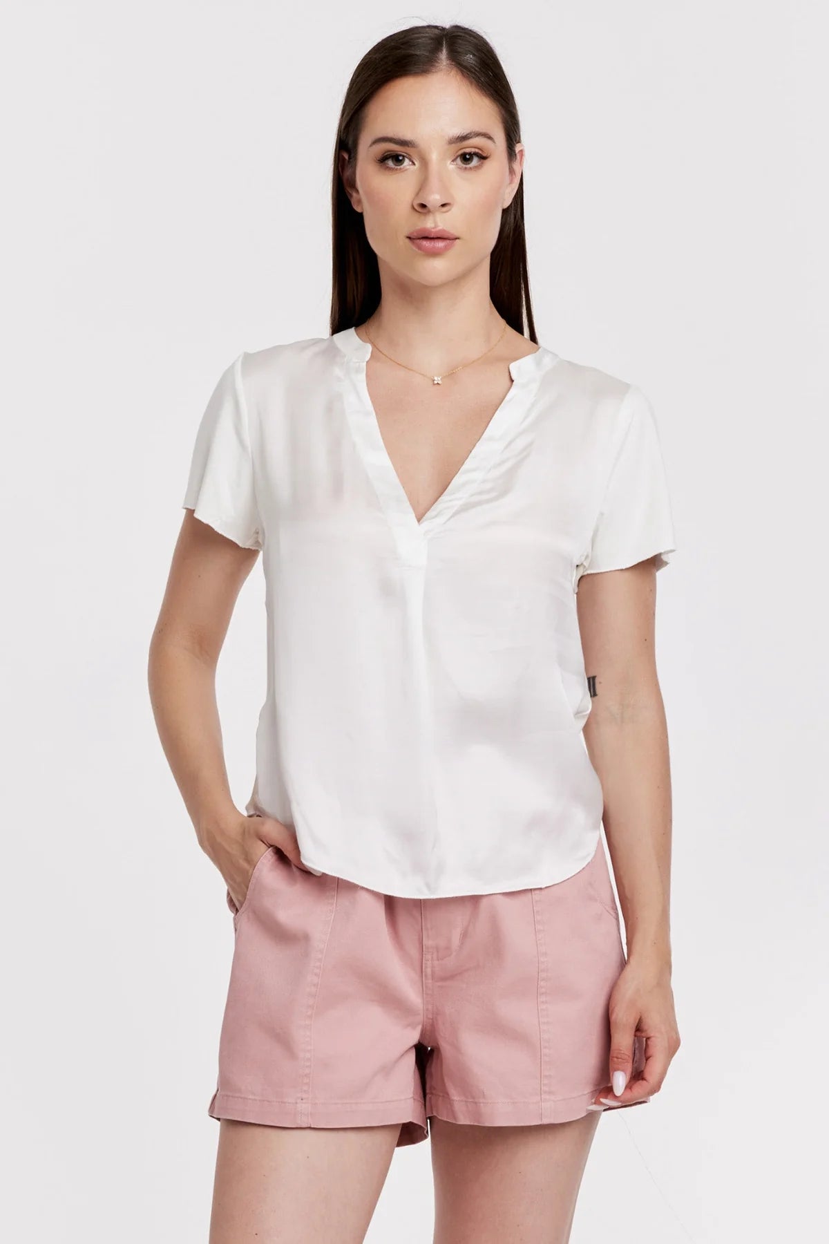 Lilo Mixed Media Short Sleeve Top image 2