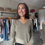 Vanya Slub V-Neck Long Sleeve Tee | Vetiver