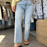 Jeanne Mid Rise Crop Flare Jeans | Misty Cloud