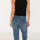 Tamia Cropped Scoop Tank - Black