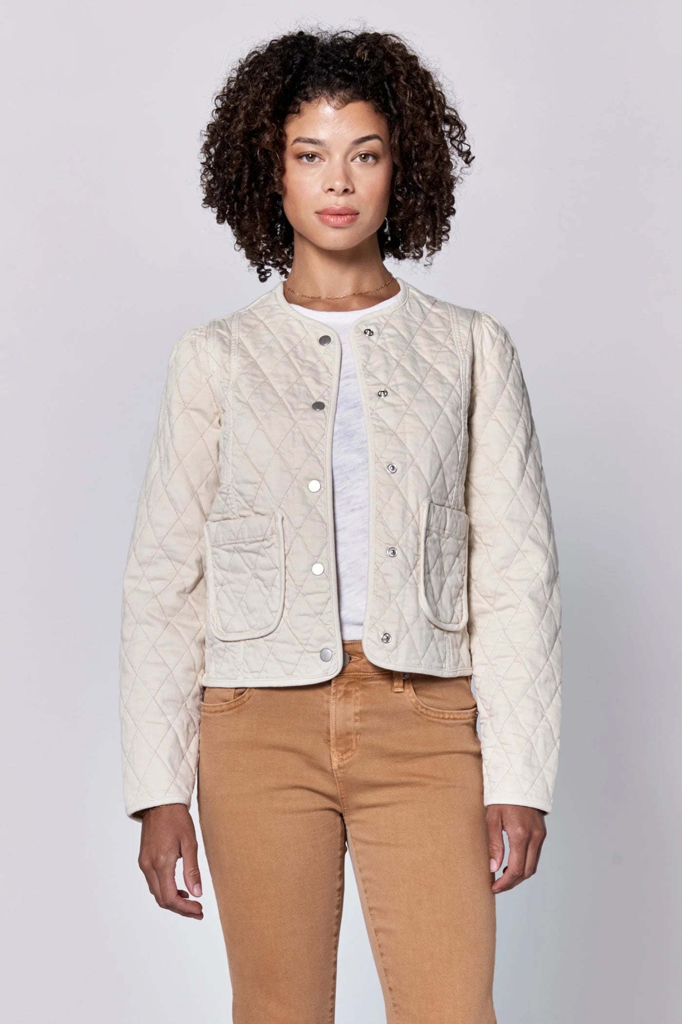 Kit Quilted Puff Sleeve Jacket - Eggshell image 0