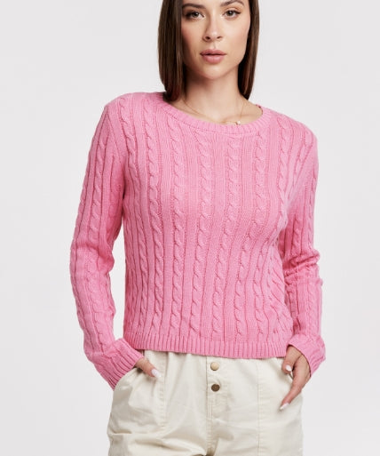 Lupe Cable Knit Sweater - Soft Cherry image 0