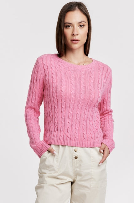 Lupe Cable Knit Sweater - Soft Cherry image 0