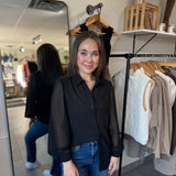 Mabel Long Sleeve Button Down | Black