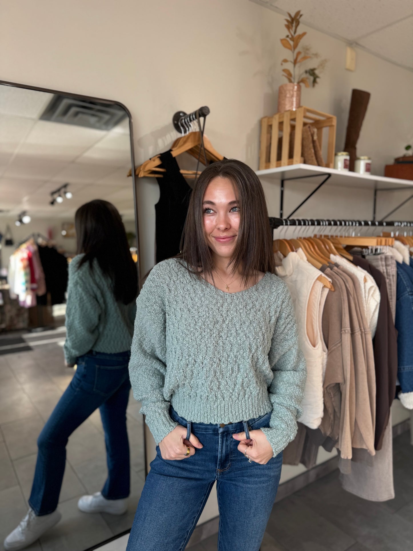 Lexi V Neck Sweater | Iceberg Green