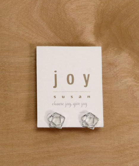 Silver Open Pentagon Stud Earring