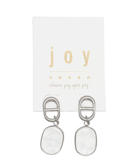 Silver Clear Quartz Dangle Post Earrings