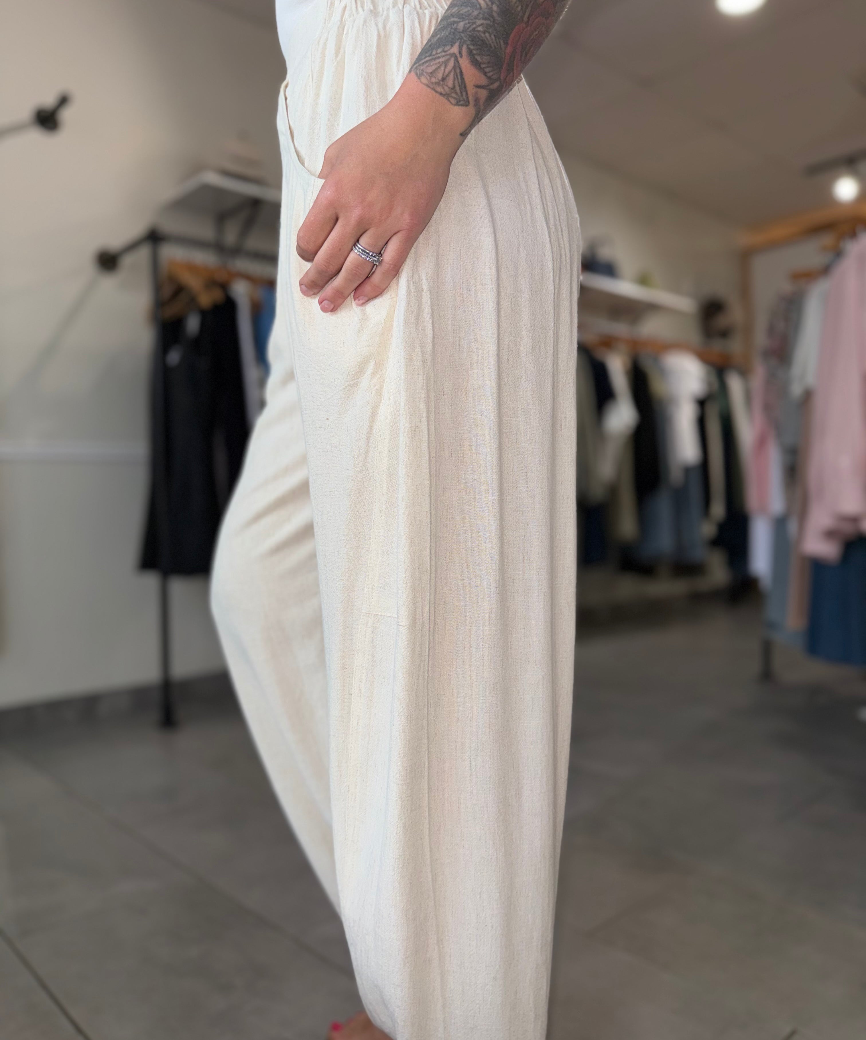 Relaxed Linen Barrel Pants | Oatmeal