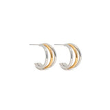 Mixed Metal Triple Ring Hoop Earrings
