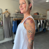 Square Neck Linen Tank | White