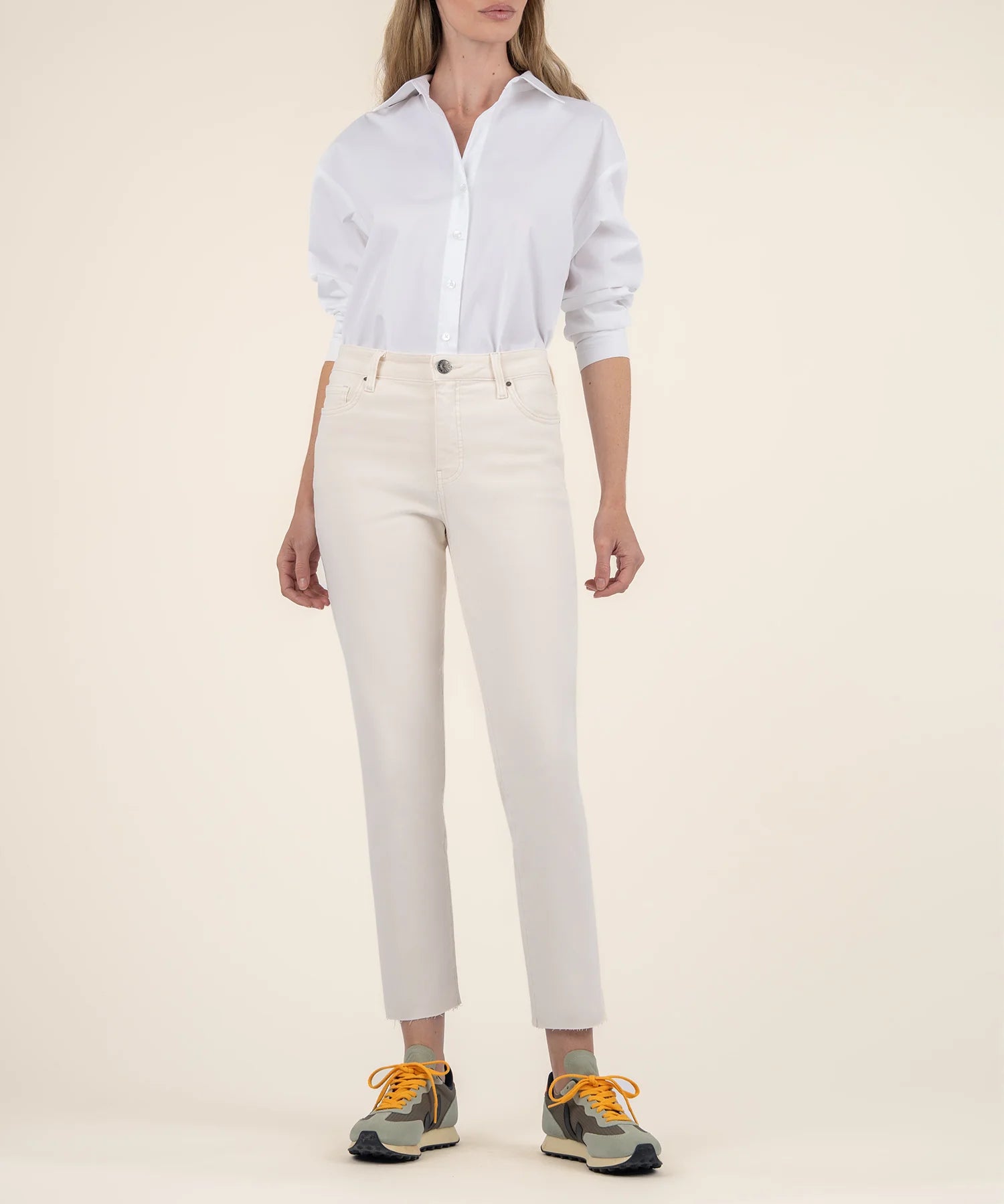 Reese High Rise Ankle Straight Jeans - Ecru image 0