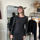 Shirring Details Mini Dress | Black