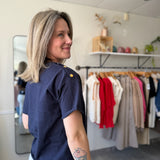 Erin Shoulder Button Tee | Navy