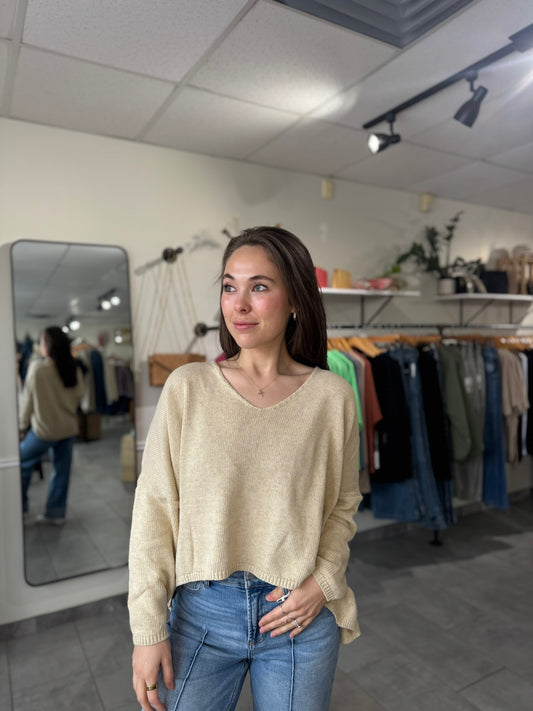 Garfield Hi-Low Sweater | Sand