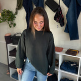 Oversized Side Slit Knit Sweater | Hunter Green