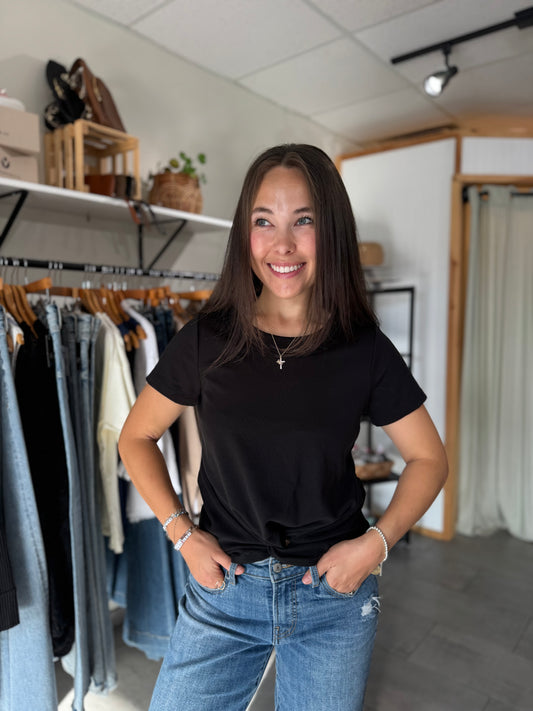 Avi Twist Hem Crew Neck Tee