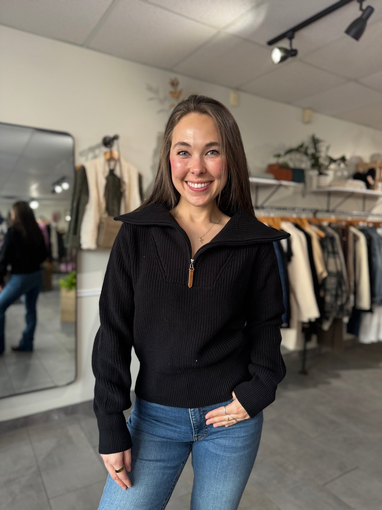 Textured Knit Half Zip