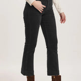 Jeanne Mid Rise Cropped Flare Pants - Black Corduroy image 1
