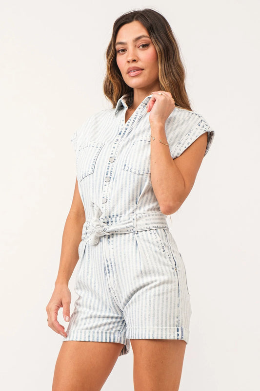 Marley Romper - Railroad Stripe image 0