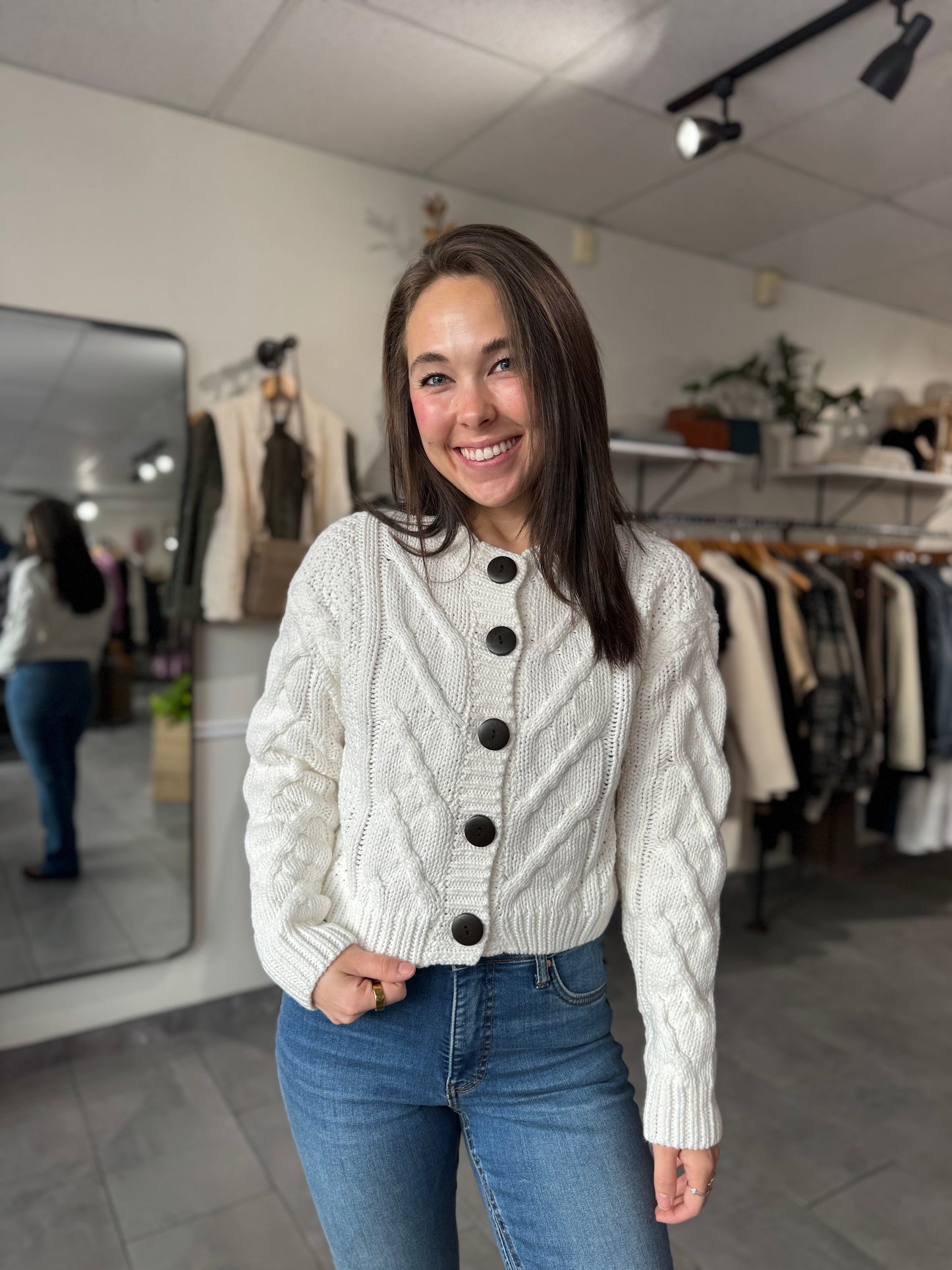 Cropped Cable Cardigan