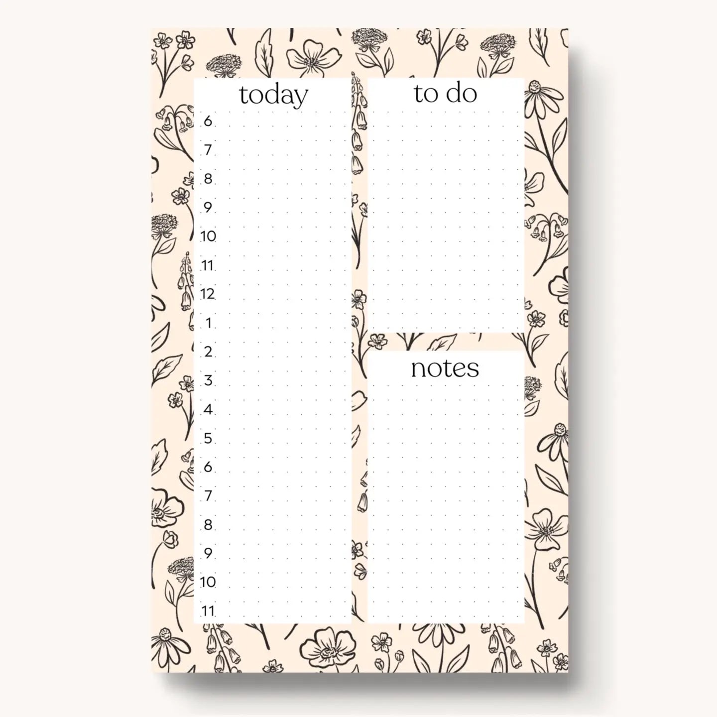 Daily Planner Notepad | Pressed Floral