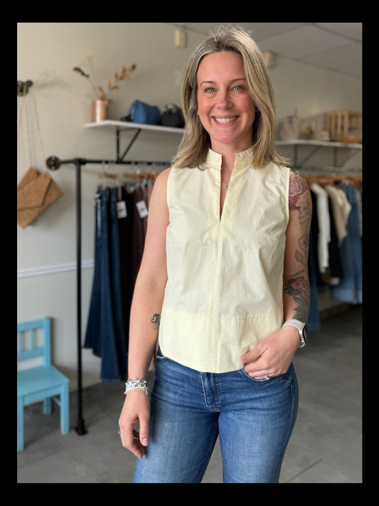 Monroe Poplin Top | Butter Yellow