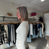 V-Neck Long Sleeve Knit Sweater | Panna Cotta