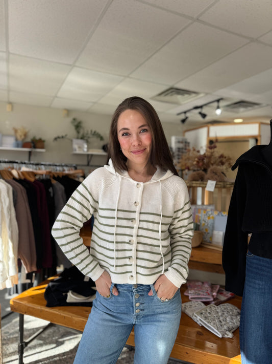 Annalora Hoodie | Green Stripe