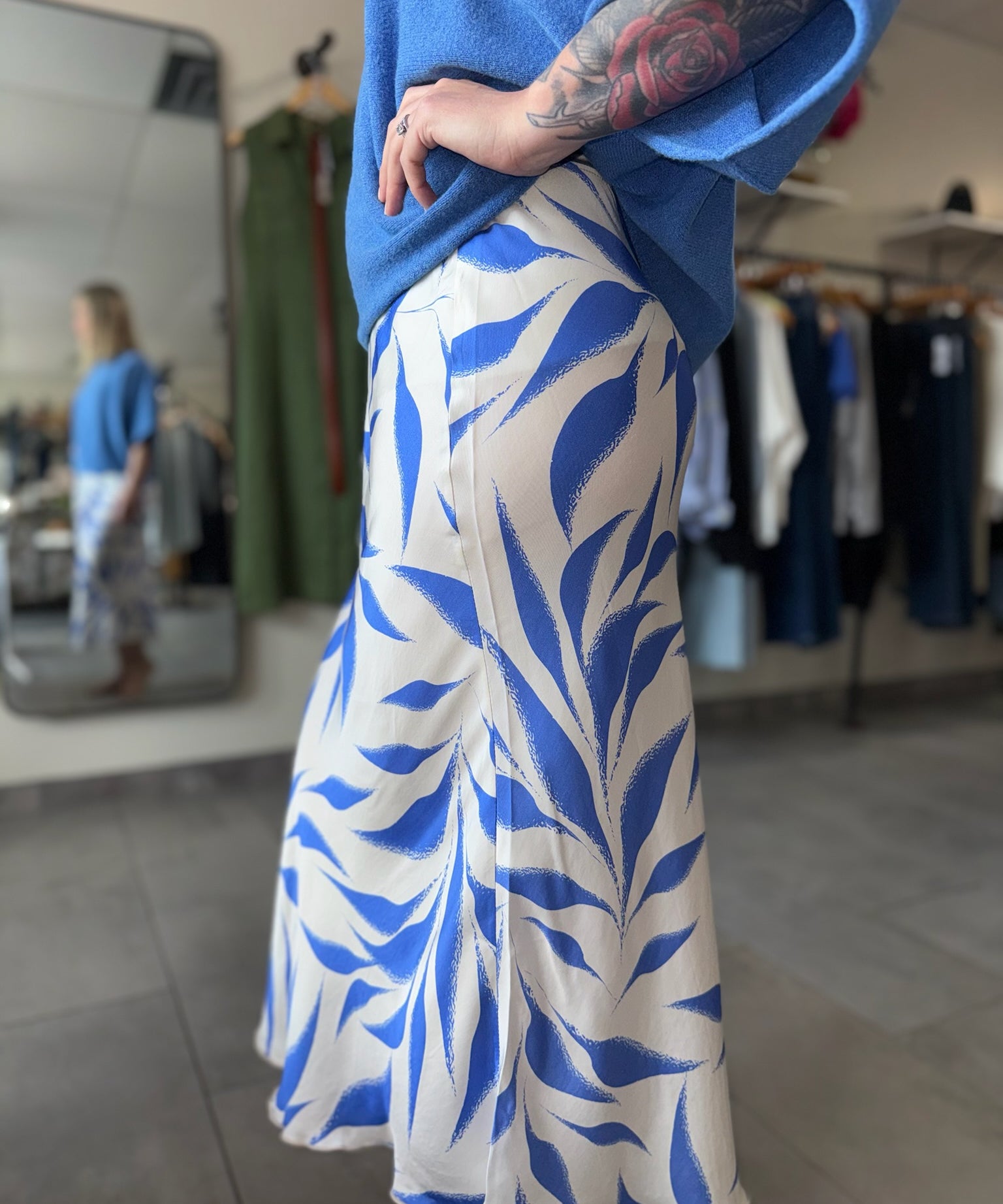 Serene Palm Midi Skirt