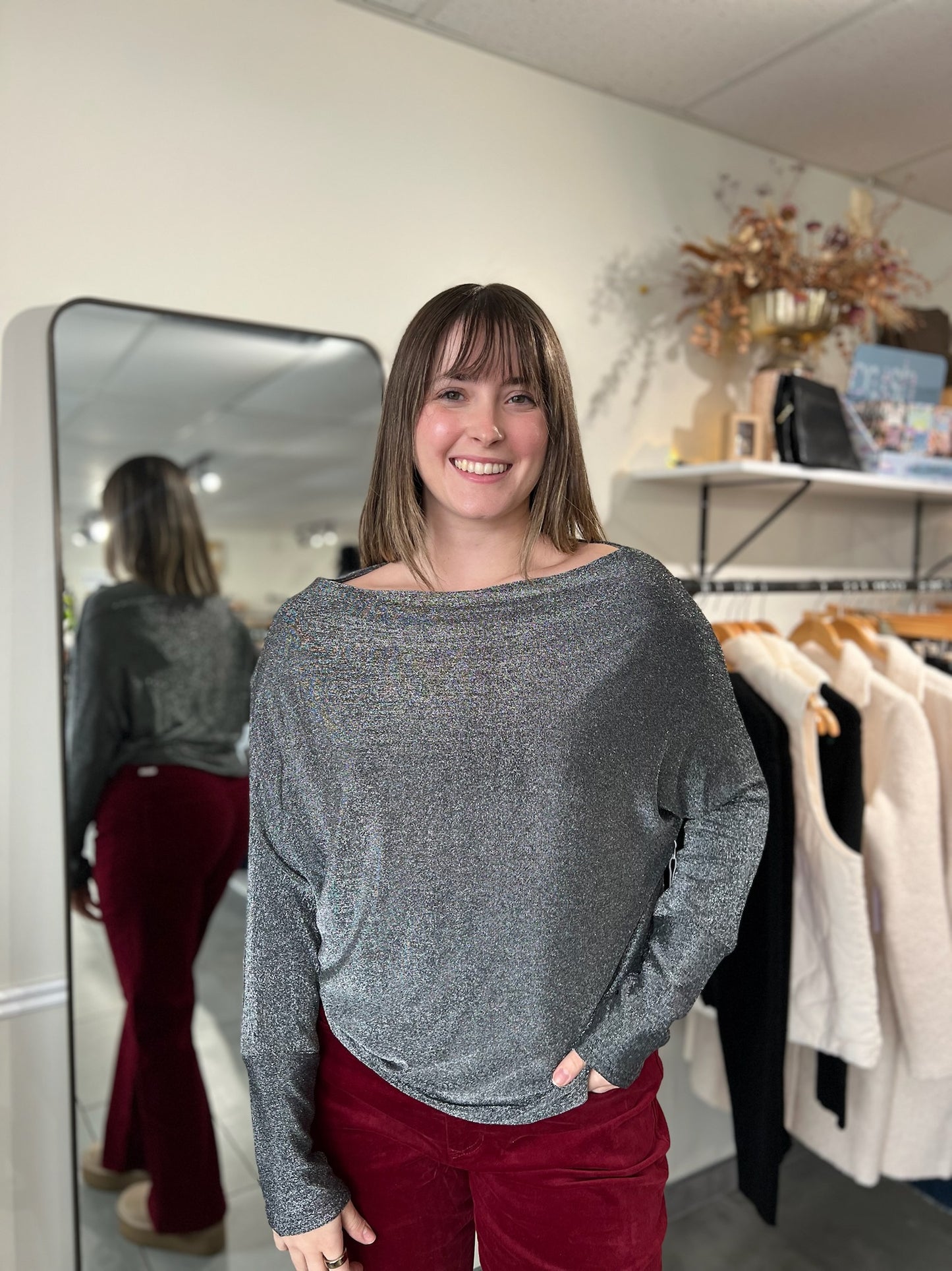 The Anywhere Top -  Silver Lurex