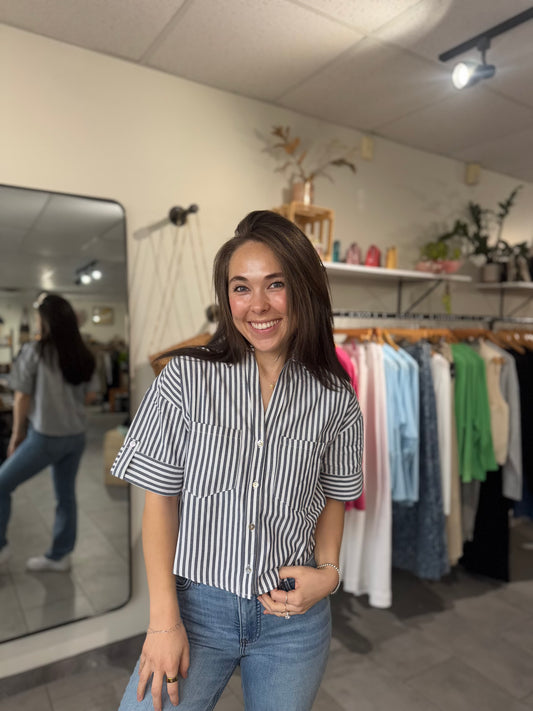 Harper Top | Striped Denim