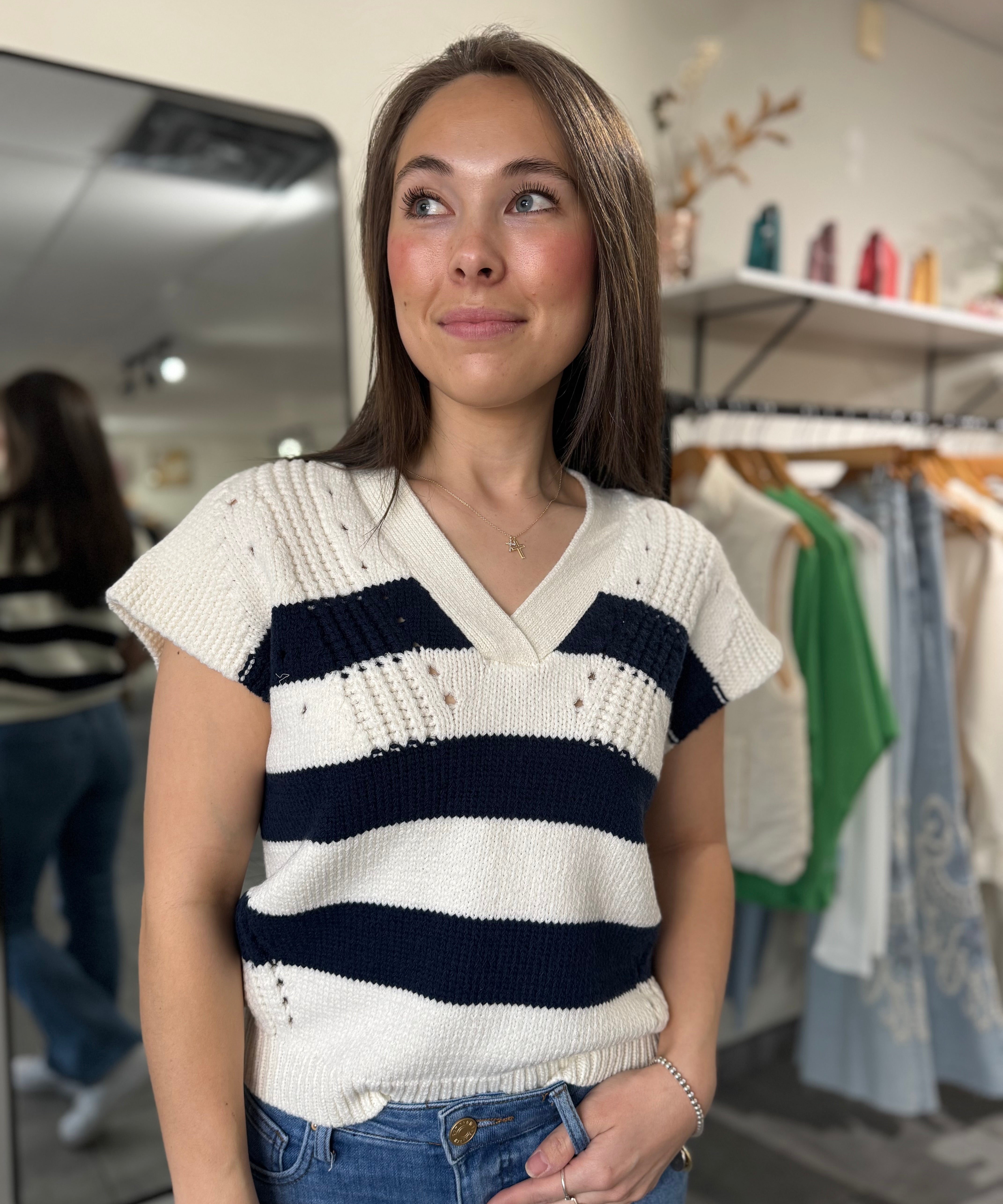 Una Sweater | Black Iris Stripe