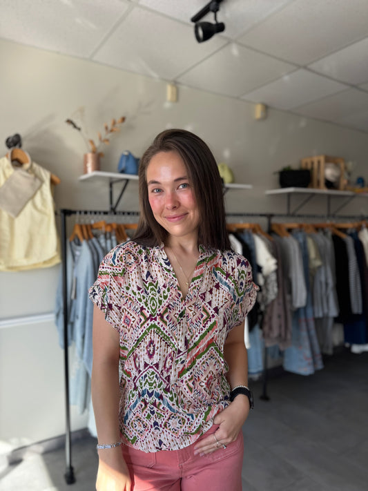 Julia Top | Tropical Ikat