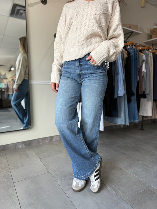 Jean High Rise Wide Leg Jeans - Ablaze