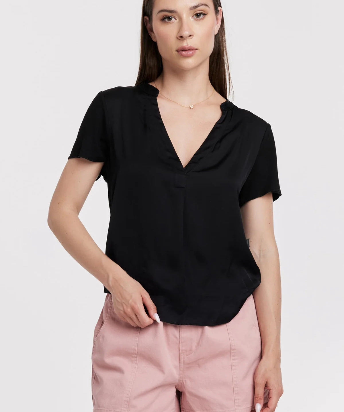 Lilo Mixed Media Short Sleeve Top image 0