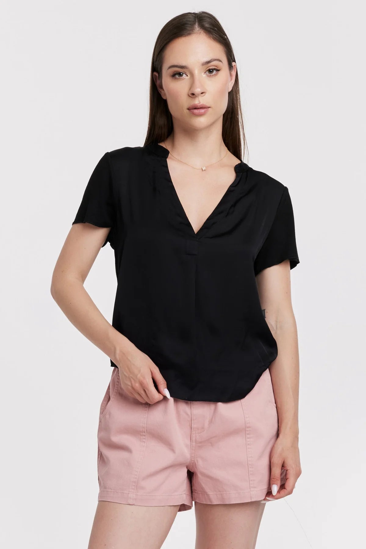 Lilo Mixed Media Short Sleeve Top image 0