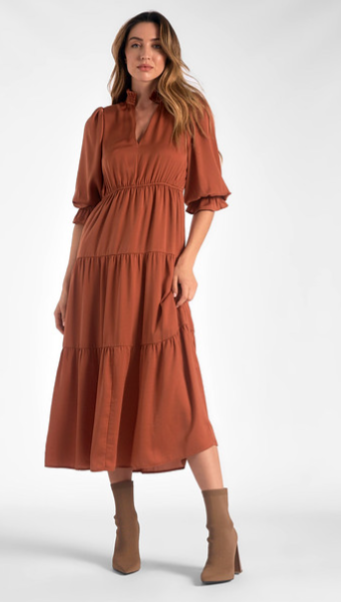 Tiered Silk Midi Dress image 1
