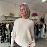Asymmetrical Knit Sweater | New Beige