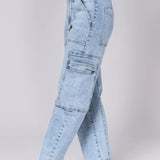 Lasso High Rise Cropped Baggy Fit Jeans - Tejano Blue image 2