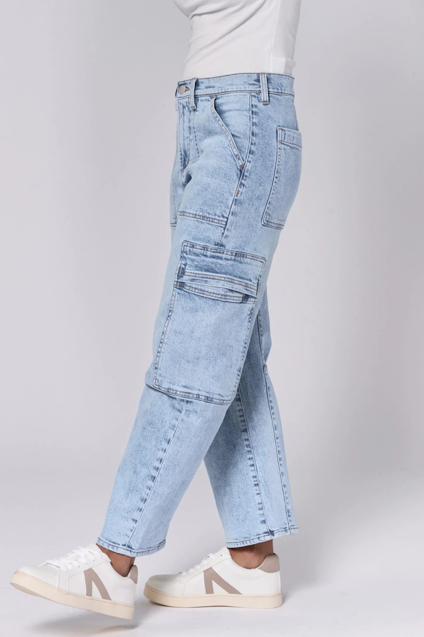 Lasso High Rise Cropped Baggy Fit Jeans - Tejano Blue image 2