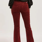 Rosa Mid Rise Full Inseam Flare Pants - Burgundy Velveteen image 2