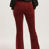 Rosa Mid Rise Full Inseam Flare Pants - Burgundy Velveteen image 2