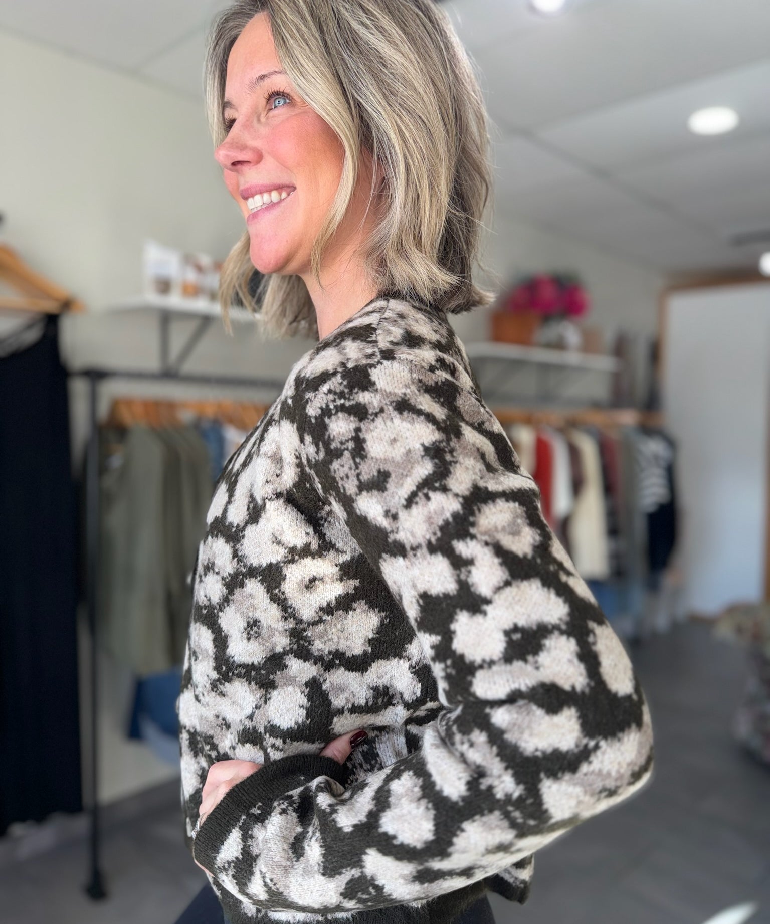 Sadie Animal Print Cardigan | Brown