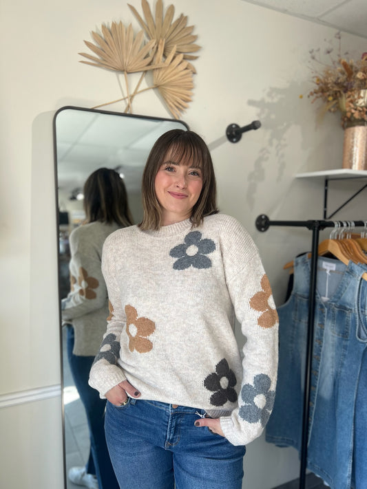 Buttercream Floral Knit Sweater