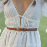 Basic Skinny Leather Belt with Equestrian Buckle image 1